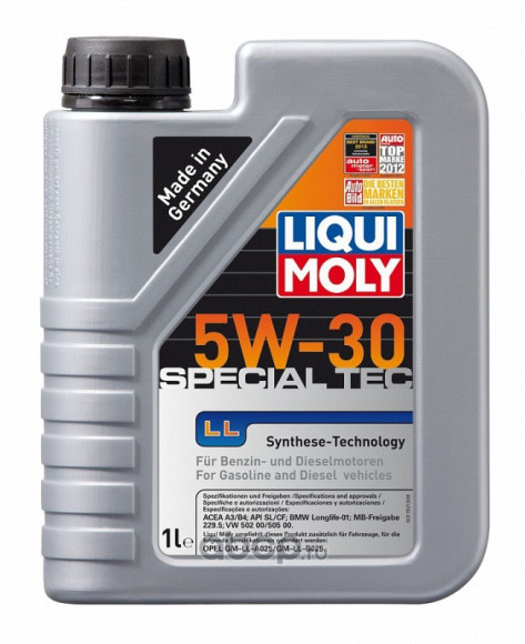 Масло мотор.  5W30 Liqui Moly Special Tec LL API SL ACEA A3/B4 пластик (1 л.) 1*6 шт. (8054)
