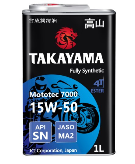 Масло моторное TAKAYAMA Mototec 7000 4T SAE 15W-50 API SN JASO MA-2 1л (1*12шт)