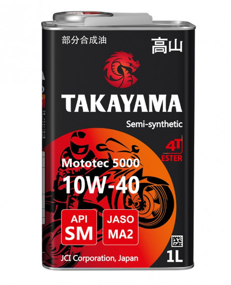 Масло моторное TAKAYAMA Mototec 5000 4T SAE 10W-40 API SM JASO MA-2 металл 4л (1*4шт)