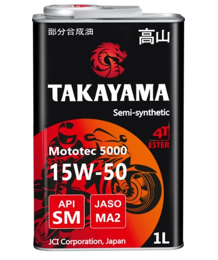 Масло моторное TAKAYAMA Mototec 5000 4T SAE 15W-50 API SM JASO MA-2 1л (1*12шт)