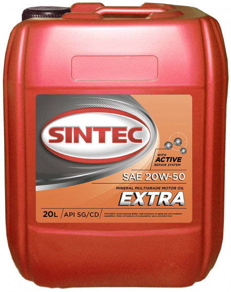Масло мотор. SINTEC EXTRA LIFE 2000 SAE 20W50 API SJ/CF 5л (1*4шт)
