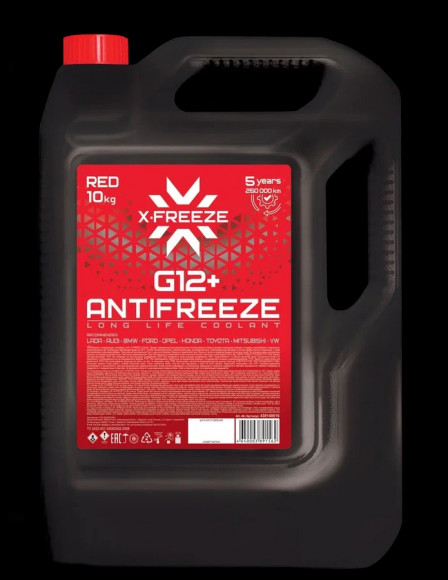 Антифриз X-FREEZE Red G12+, FELIX в п/э кан.10 кг (2шт)