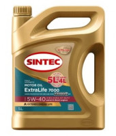АКЦИЯ 5л по цене 4л Масло мотор. SINTEC EXTRA LIFE 7000 5W40  A3/B4  SN/CF (5л) 1*4шт