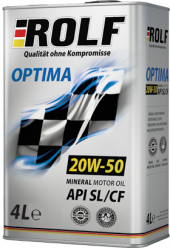 Масло мотор. ROLF. Optima SAE 20W50 API SL/CF  (4 л) 1*4шт Масло мотор. ROLF. Optima SAE 20W50 API SL/CF  (4 л) 1*4шт