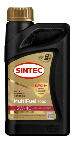 Масло мотор.  5W40 SINTEC MULTI FUEL 7000 A3/B4 SN/CF (1л) 1*12шт