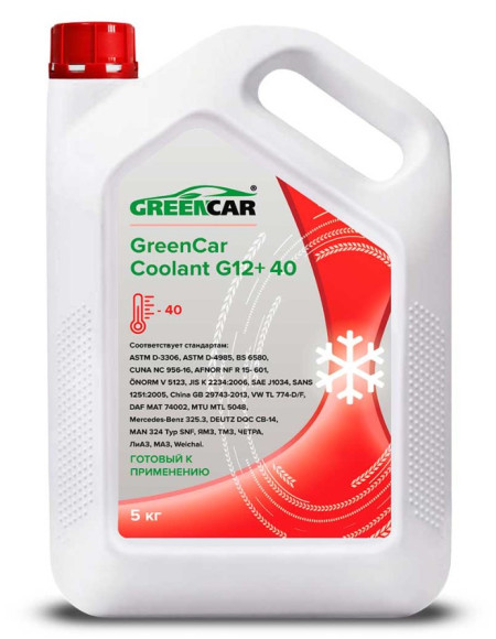 Антифриз  GreenCar Coolant G12+ (красный) (5 кг) 1*4шт