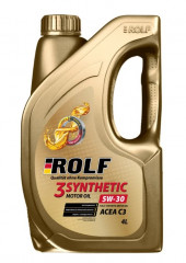 Масло мотор. ROLF 3-SYNTHETIC SAE 5W30 ACEA C3 (4 л) пластик 1*4шт Масло мотор. ROLF 3-SYNTHETIC SAE 5W30 ACEA C3 (4 л) пластик 1*4шт