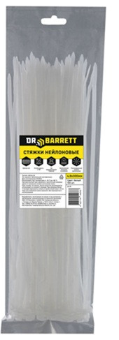 Стяжки нейлоновые DR.BARRETT белый, 4.8x300 мм S-19