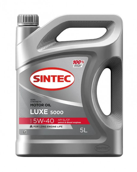 Акция 5л по цене 4л Масло мотор. SINTEC LUXE 5000 SAE 5W40 API SL/CF 5л (1*4шт)