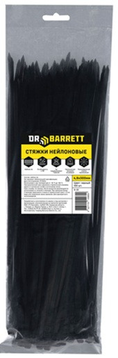 Стяжки нейлоновые DR.BARRETT черный, 4.8x300 мм S-20 Стяжки нейлоновые DR.BARRETT черный, 4.8x300 мм S-20