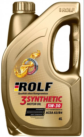 Масло мотор. ROLF 3-SYNTHETIC SAE 5W30 ACEA  A3/B4 пластик 4л (1*4шт)