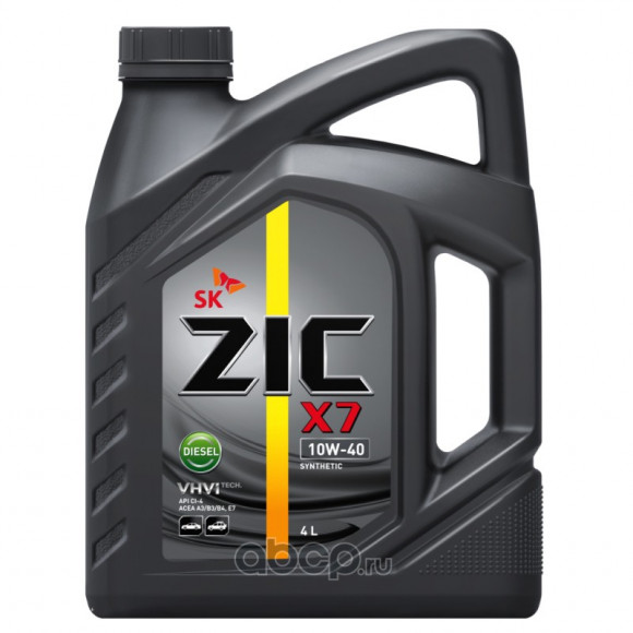 Масло мотор. 10W40 ZIC X7 Diesel API CI-4/SL ACEA E7 (синт.) (4 л.) пластик 1*4 шт.