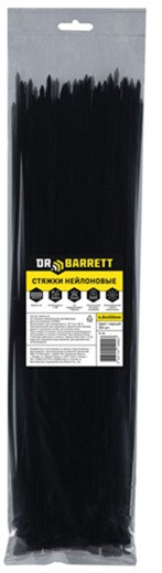 Стяжки нейлоновые DR.BARRETT, черный 4.8x400 мм S-26