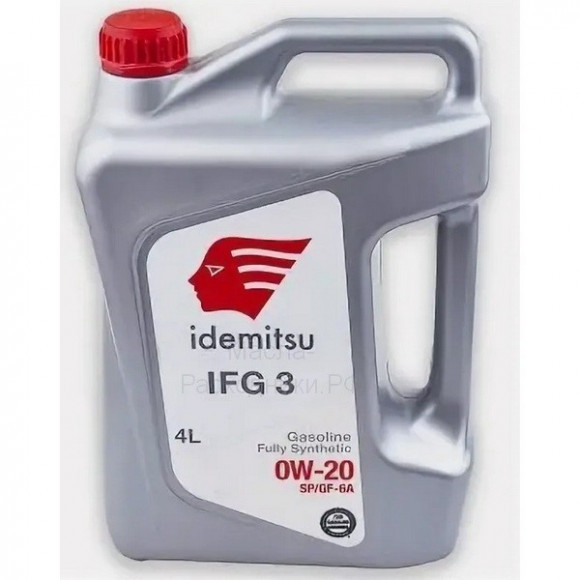 Масло мотор. 0W20 IDEMITSU IFG3 SP/GF-6A пластик (4 л.) 1*6 шт. Масло мотор. 0W20 IDEMITSU IFG3 SP/GF-6A пластик (4 л.) 1*6 шт.