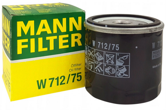Фильтр масляный MANN-FILTER W712/75 (1*10 шт.) (Aveo, Cruze, 2110, Nexia, Lanos)