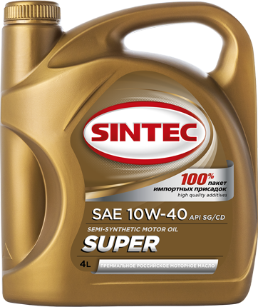 Масло мотор. SINTEC SUPER SAE 10W40 API SG/CD (4л) 1*4шт Масло мотор. SINTEC SUPER SAE 10W40 API SG/CD (4л) 1*4шт