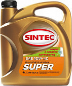 Масло мотор. SINTEC SUPER SAE 10W40 API SG/CD (5л) 1*4шт Масло мотор. SINTEC SUPER SAE 10W40 API SG/CD (5л) 1*4шт