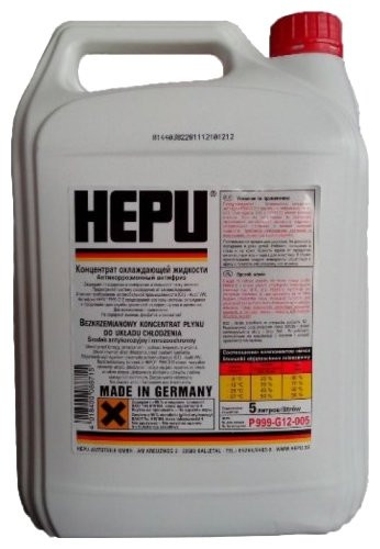 Антифриз концентрат HEPU G12 красный (5 л) 1*4шт
