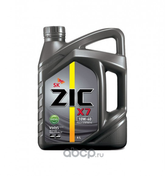 Масло мотор. 10W40 ZIC X7 Diesel API CI-4/SL ACEA E7 (синт.) (6 л.) пластик 1*3 шт.
