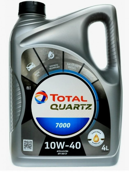 Масло мотор. 10W40 TOTAL QUARTZ 7000 SN/CF A3/B4 пластик (4 л.) 1*3 шт. Масло мотор. 10W40 TOTAL QUARTZ 7000 SN/CF A3/B4 пластик (4 л.) 1*3 шт.
