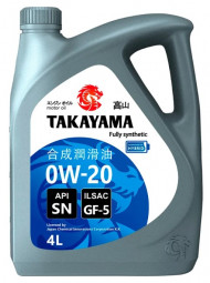 Масло моторное TAKAYAMA SAE 0W20 ILSAC GF-5 API SN ПЛАСТИК (4л) 1*4шт