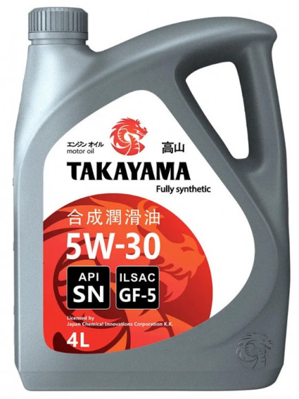 Масло моторное TAKAYAMA SAE 5W30 ILSAC GF-5 API SN ПЛАСТИК 4л (1*4шт)