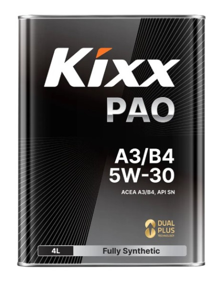 Масло мотор.  5W30 Kixx PAO SN A3/B4 металл (4 л.) 1*4 шт.