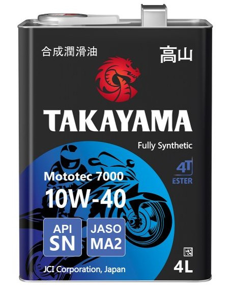 Масло моторное TAKAYAMA Mototec 7000 4T SAE 10W-40 API SN JASO MA-2 (4л) 1*4шт