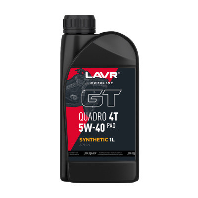 Ln7765 Масло мотор. 4Т 5W-40 SN GT QUADRO LAVR MOTO (1л) 1*16 шт