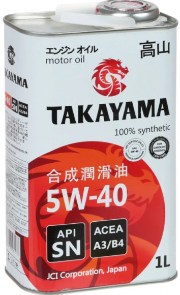 Масло моторное TAKAYAMA SAE 5W40 API SN/CF 1л  (ЖБ)