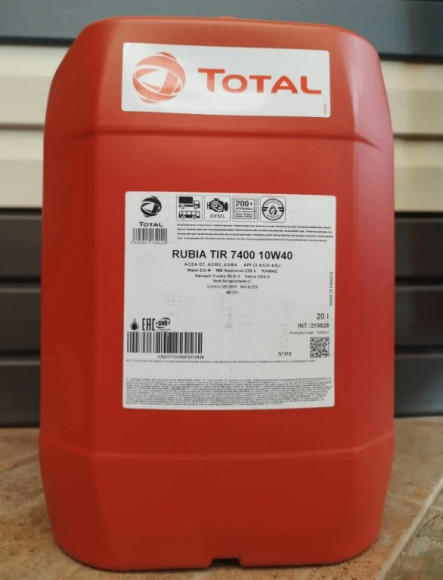Масло мотор. 10W40 TOTAL Rubia TIR 7400 API CI-4/SL ACEA A3/B4/E7 пластик 20 л. Масло мотор. 10W40 TOTAL Rubia TIR 7400 API CI-4/SL ACEA A3/B4/E7 пластик 20 л.
