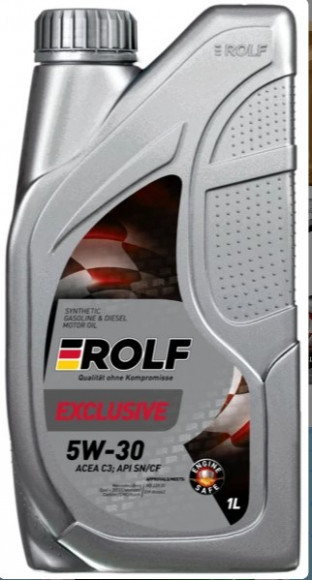 Масло мотор. ROLF Exclusive C3 SAE 5W30 API SN/CF ПЛАСТИК 1л (1*12шт)