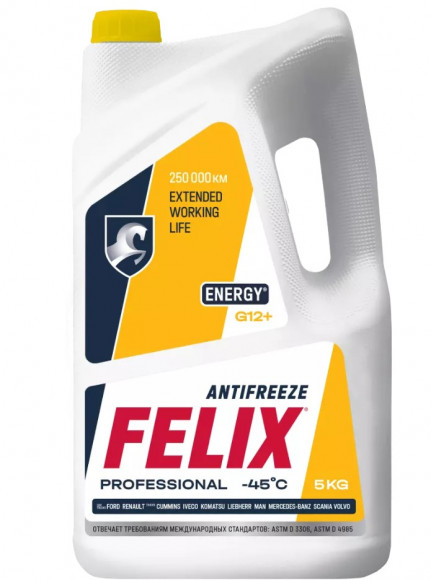 Антифриз FELIX ENERGY, G12+, желтый в п/э кан. 5кг (4шт) Акция