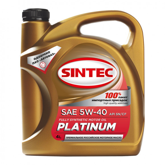 АКЦИЯ 5л по цене 4л Масло мотор. SINTEC PLATINUM SAE  5W40 API SN ACEА A3/В4 (5л)  1*4шт