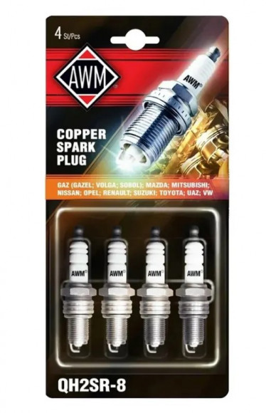 Свечи зажигания AWM QH2SR-8, медь, блистер (4 шт) Свечи зажигания AWM QH2SR-8, медь, блистер (4 шт)