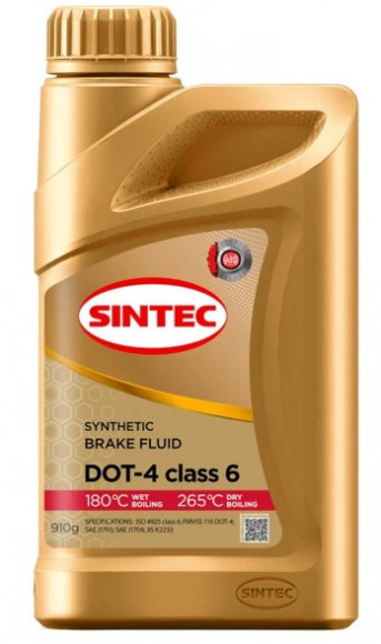 Жидкость тормоз. ДОТ-4 Sintec CLASS 6 0,910гр (1*12шт)