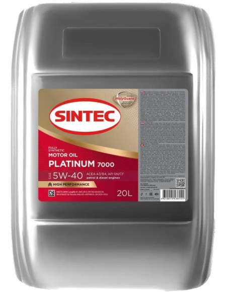 Масло мотор. SINTEC PLATINUM 7000 SAE 5W40 ACEA A3/B4  20л