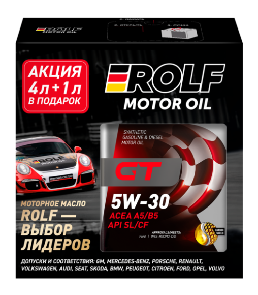 Масло мотор. ROLF GT ACEA A5/B5 SL/CF Акция 4+1л 1*3шт
