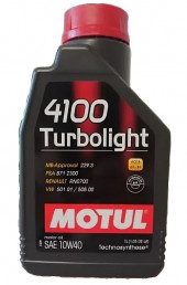 Масло мотор. 10W40 MOTUL 4100 TURBOLIGHT SN A3/B4 пластик (1 л.) 1*12 шт. Масло мотор. 10W40 MOTUL 4100 TURBOLIGHT SN A3/B4 пластик (1 л.) 1*12 шт.