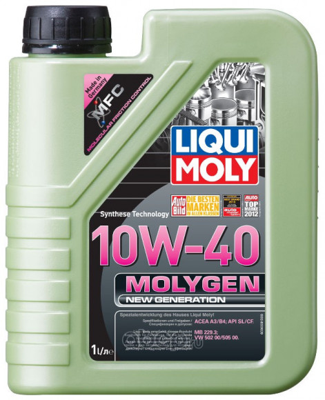 Масло мотор. 10W40 Liqui Moly Molygen New Generation SL A3/B4 пластик (1 л.) 1*6 шт. (9059)