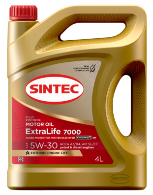 Масло мотор. SINTEC EXTRA LIFE 7000 SAE 5W30 ACEA A3/B4 API SN/CF 4л (1*4шт)