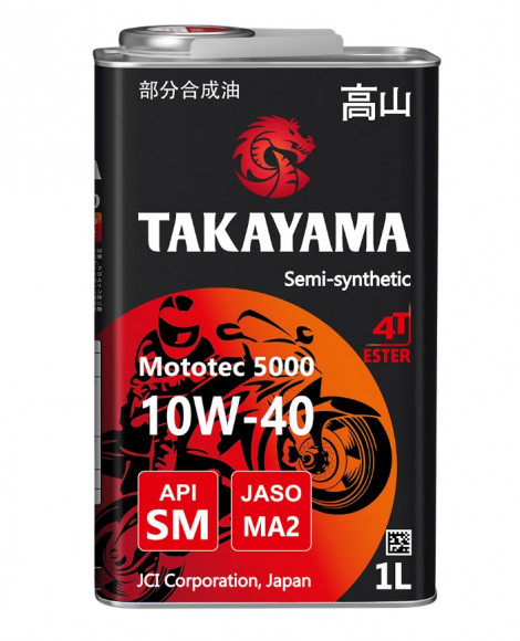 Масло моторное TAKAYAMA Mototec 5000 4T SAE 10W-40 API SM JASO MA-2 металл 1л (1*12шт)