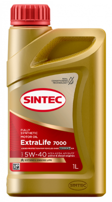 Масло мотор. SINTEC EXTRA LIFE 7000 SAE 5W40 ACEA A3/B4 API SN/CF 1л (1*12шт)
