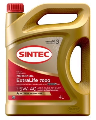 Масло мотор. SINTEC EXTRA LIFE 7000 SAE 5W40 ACEA A3/B4 API SN/CF 4л (1*4шт)