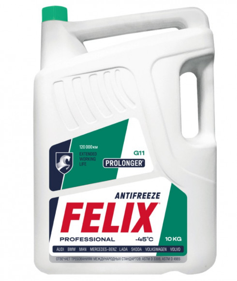 Антифриз FELIX PROLONGER, G11  зелен в п/э кан.10кг (2шт) Антифриз FELIX PROLONGER, G11  зелен в п/э кан.10кг (2шт)