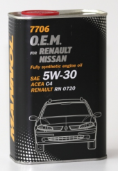 Масло синт. MANNOL 7706 O.E.M. for Renault Nissan 5W30 (1л.) metal 1*12шт. Масло синт. MANNOL 7706 O.E.M. for Renault Nissan 5W30 (1л.) metal 1*12шт.