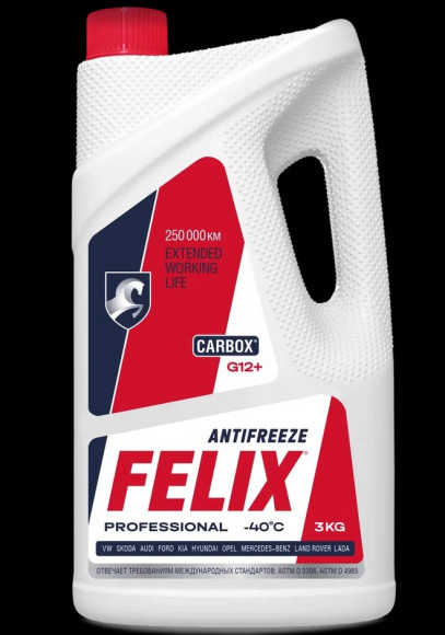 Антифриз FELIX CARBOX, G12+ в п/э кан. 3кг (4шт) Антифриз FELIX CARBOX, G12+ в п/э кан. 3кг (4шт)
