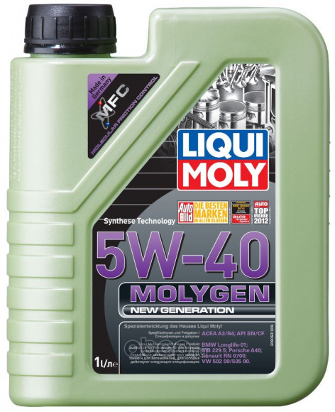 Масло мотор.  5W40 Liqui Moly Molygen New Generation API SN ACEA A3/B4 пластик (1 л.) 1*6 шт. (9053)