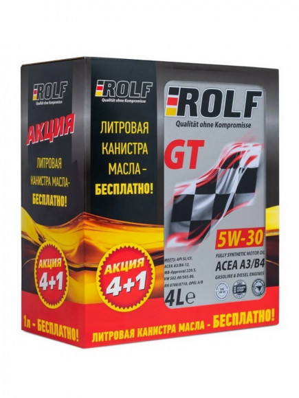 Масло мотор. ROLF 3-SYNTHETIC SAE 5W30 ACEA A3/B4  4л+1л (1*3шт)