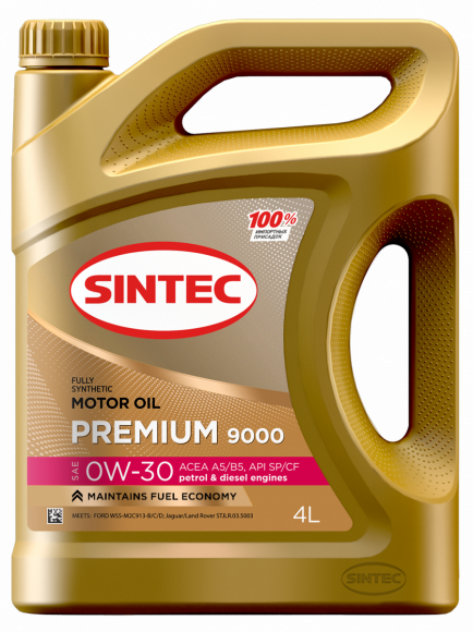 Масло мотор. SINTEC PREMIUM 9000 SAE 0W30 ACEA A5/B5 API SP 4л (1*4шт)